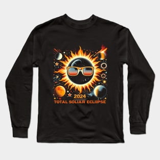 Retro Sun Total Solar Eclipse April 8 2024 Totality Long Sleeve T-Shirt